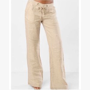 Joie beige linen ami drawstring pants